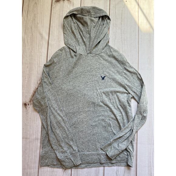 American Eagle Men’s Lightweight Hoodie Size Médium Gray Long Sleeve Pullover - Picture 1 of 4